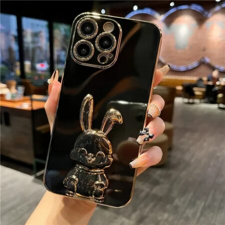 Luxury cute rabbit stand phone case for iPhone